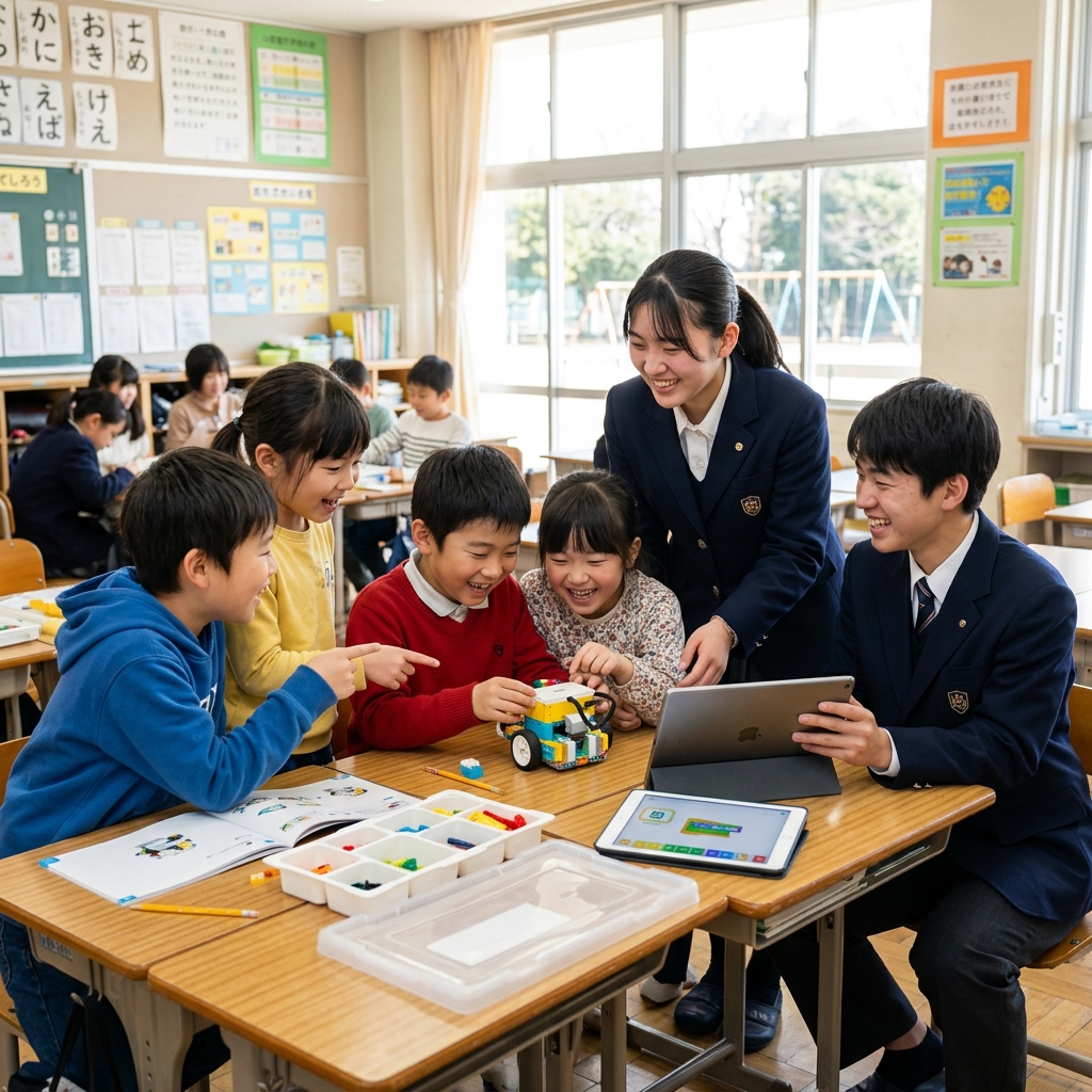 Kids coding with mentors